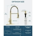 thumbnail image 3 of Kitchen Faucet with Soap Dispenser, Gold Stainless Steel Single Handle Modern Spring Commercial Sink Faucet with Pull Down Sprayer for Laundry & Utility Room RV Camp Bar Farmhouse, 3 of 14