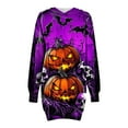 thumbnail image 6 of Taqqpue Halloween Print Hoodie Dress for Women Fashion Ghost Pumpkin Witch Mini Dresses Long Sleeve Outfit Cosplay Party Dress with Pockets, 6 of 7