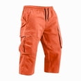 thumbnail image 3 of Havenx Cargo Capri Pants for Men Below the Knee Elastic Waist Capris Pants with Multi Pockets Trousers Lightweight Athletic Comfy Relaxed Fit Clothes,Saffron S, 3 of 5
