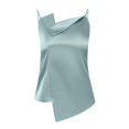 thumbnail image 3 of ManxiVoo Elegant Satin Feel Sleeveless Camisole Top for Women with a Fashionable High Slip Neckline Perfect for Layering Underneath or Wearing Alone in Warm Weather XXL Size Green, 3 of 9