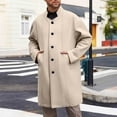thumbnail image 2 of successthop Trench Coat Men Oversized British Style Long Sleeve Overcoat with Pockets Knee Length Button Down Solid Outwear, 2 of 9