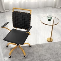 LUXMOD Home Office Desk Chair Task Chair with Armrest Adjustable Swivel Chair in Durable Vegan Leather Gold Office Chair Ergonomic Desk Chair for Extra Back and Lumbar Support