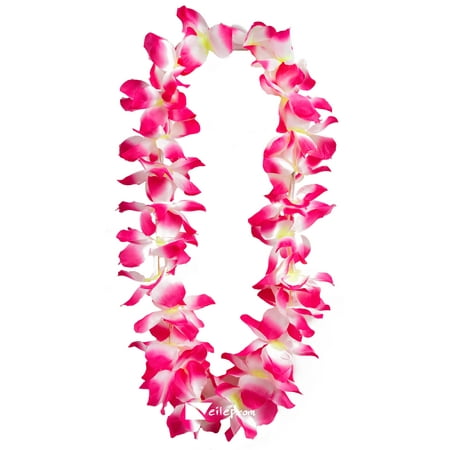 Flashing Blinking Light Up Hawaiian Flower Luau Party Fabric Lei, 36"