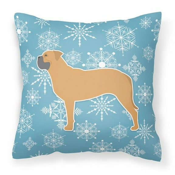 Caroline's Treasures BB3571PW1818 Winter Snowflake Bullmastiff Fabric Decorative Pillow , 18H x18W, multicolor