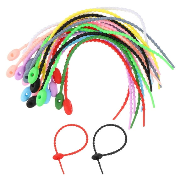 30Pack 9" Silicone Cable Ties, Reusable Zip Ties Strips Twist Tie, Mixed Colors