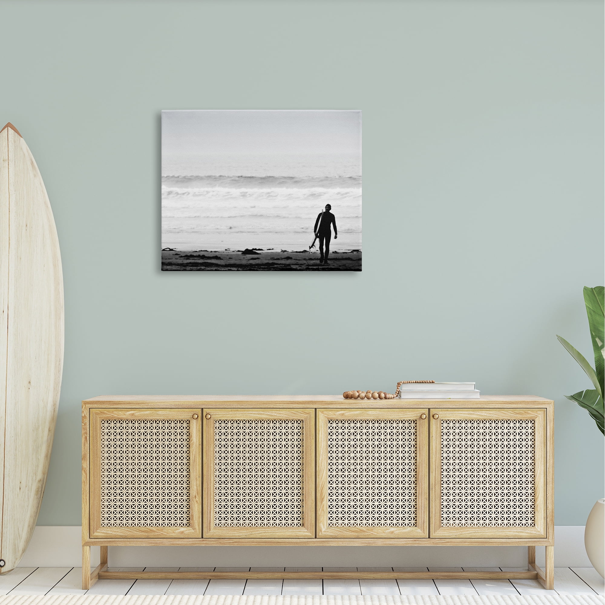 Stupell Industries Surfer Silhouette Beach Stroll Distant Ocean Waves Photograph Gallery Wrapped Canvas Print Wall Art, Design by Graffitee Studios
