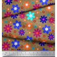 thumbnail image 3 of Soimoi Brown Moss Georgette Fabric Artistic Floral Printed Fabric 1 Yard 42 Inch Wide, 3 of 3