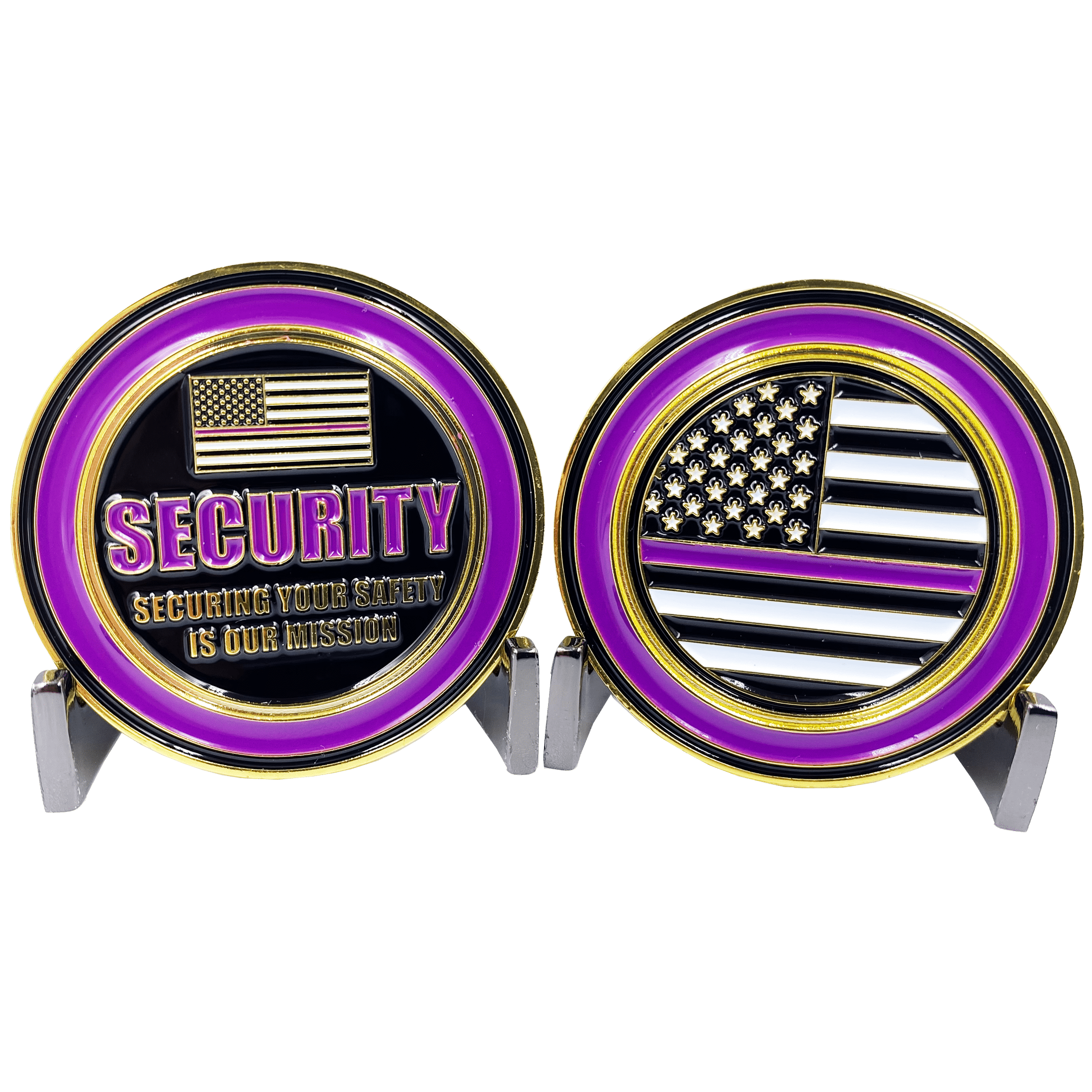CL-NN Security Officer Challenge Coin Security Enforcement Guard Thin Purple Line