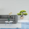 thumbnail image 2 of Estatua de hoja, bonsái artificial, planta falsa, maceta de madera de hierro, pulpa de espuma PP, textura realista, borde suave, ideal para sala, 2 of 8