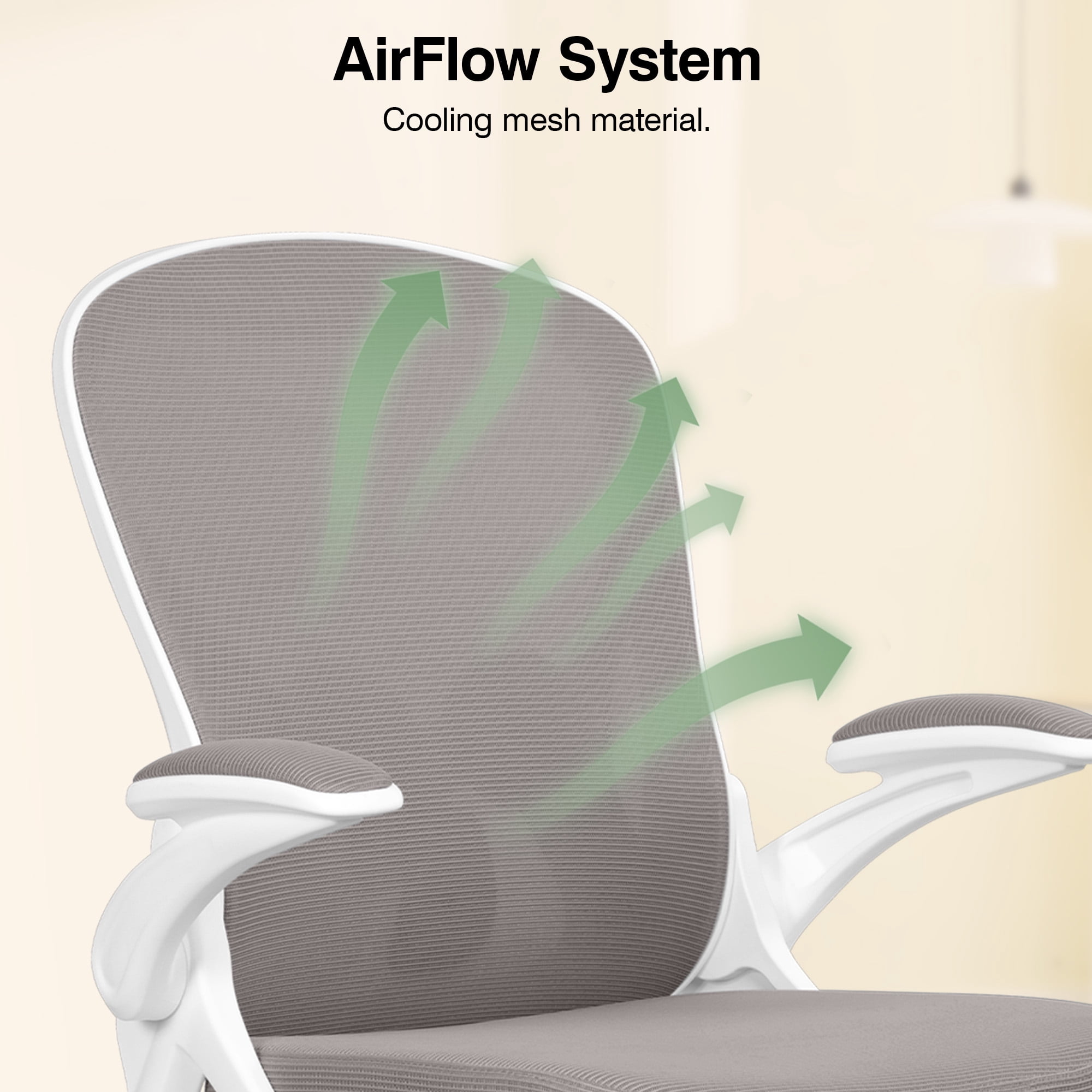 ATHOPE Ergonomic Office Chair, Mesh Desk Chair with Lumbar Support, Tall Office Chair with Flip-Up Armrests and Footrest Ring, Adjustable Computer Chair for Standing Desk Home Office, Gray