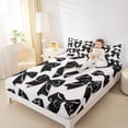 thumbnail image 4 of jejeloiu Cartoon Bow Tie Twin Sheet Sets,White Black Bedding For Girls 3-Piece, 4 of 7