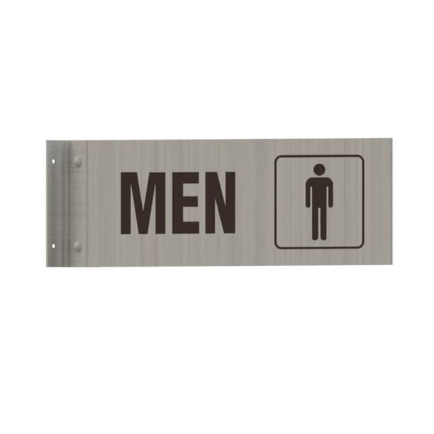 Leinuosen 2-Pack Restroom Signs - Men & Women Bathroom Door Signs With Arrow, Black Aluminum (4"x12")