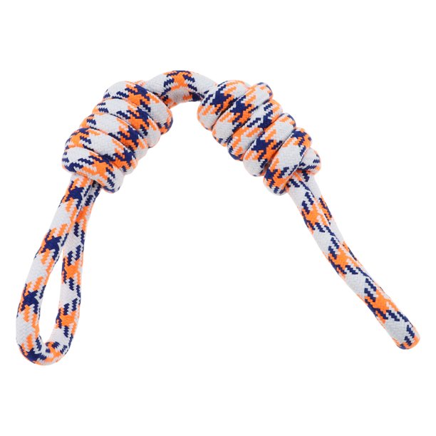 Cuerda de masticar en forma de nudo para perros Unique Bargains, cuerda de algodón trenzada duradera para limpiar los dientes de gatos y perros, azul y naranja