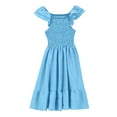 thumbnail image 6 of Gamivast Girls Tulle Dress Ruffle Short Sleeve Fluffy Summer Tutu Dress A-Line Flowy Birthday Party Midi Dress Blue 11Y Vestidos De Verano Para Niña, 6 of 8