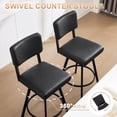 thumbnail image 6 of Zesthouse 26.6" Swivel Bar Stools Set of 2, Modern Counter Height Stools with Solid Back & Metal Base, PU Leather Upholstered Barstools for Kitchen Island, Black, 6 of 10