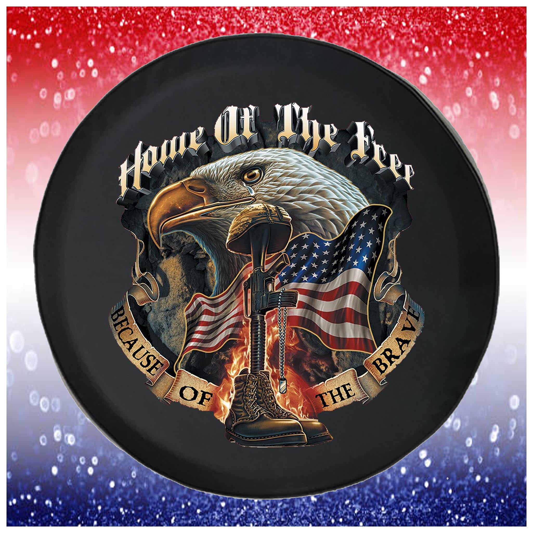 Spare Tire cover Home Free Because Brave Military Flag Eagle Car