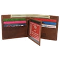thumbnail image 3 of RFID Blocking Real Leather Slim Bifold Wallet Center ID Flap Window Engraved Logos Front Pocket Wallet for Men, 3 of 72