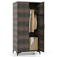 thumbnail image 1 of Gymax 62'' Wicker Wardrobe w/ 2 Doors Hanging Rod & 4 Storage Cubes for Home Patio Mix Brown, 1 of 10
