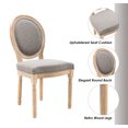 thumbnail image 5 of Guyou Farmhouse Dining Chairs Set of 2, French Wooden Country Upholstered Linen Oval Side Chair with Round Back for Restaurant Living Room Kitchen Dining Room, Grey, 5 of 12
