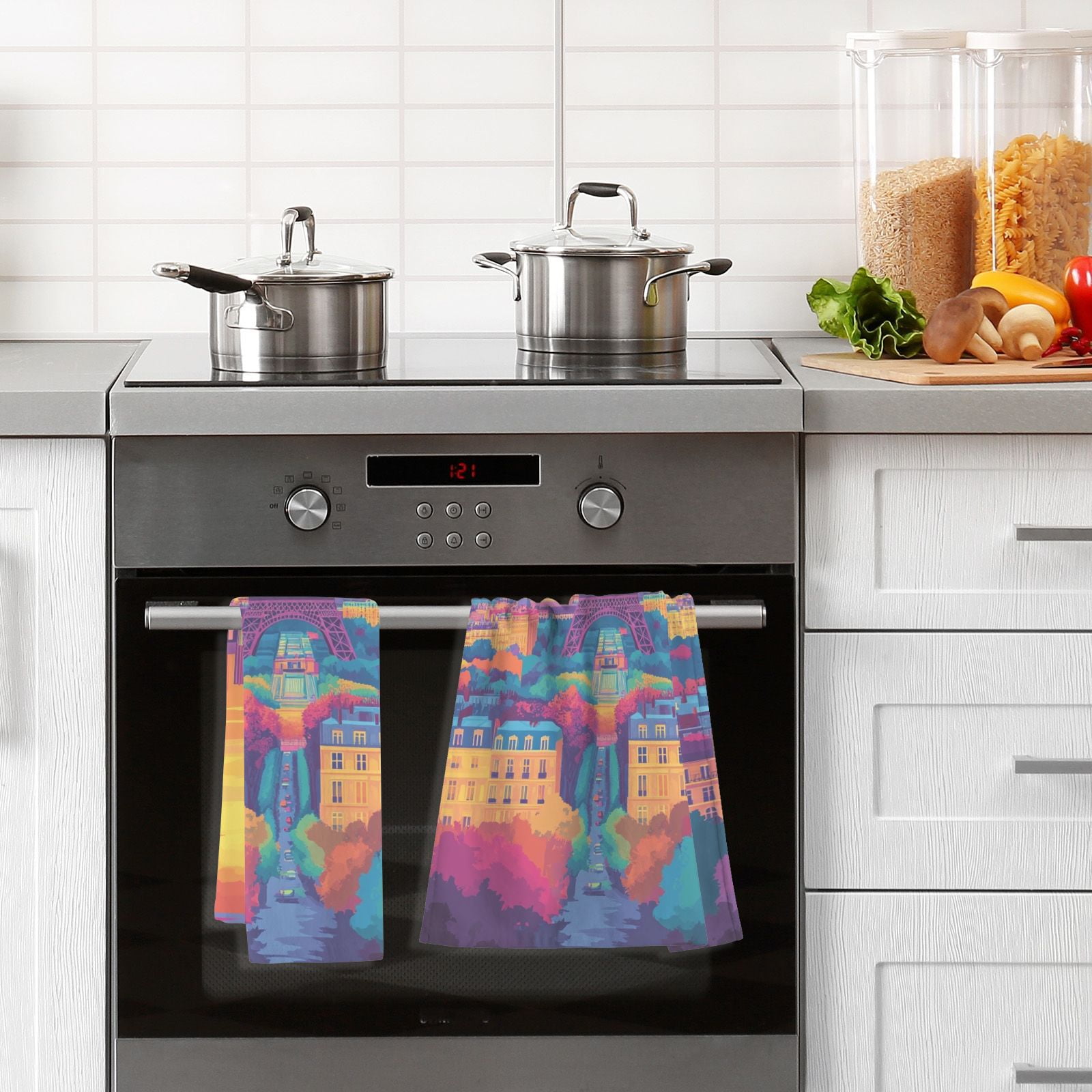 Tower and Houses Hand Towels Cotton Bath Towels Large Face Towels Absorbent for Bathroom 2 Packs