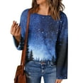 thumbnail image 4 of WTOBBY Women's Fashion Long Sleeve Christmas Snowman Snowflake Print Cardigan, Holiday Themed Jacket for Festive Outfits and Seasonal Wear,Dark Blue L, 4 of 5