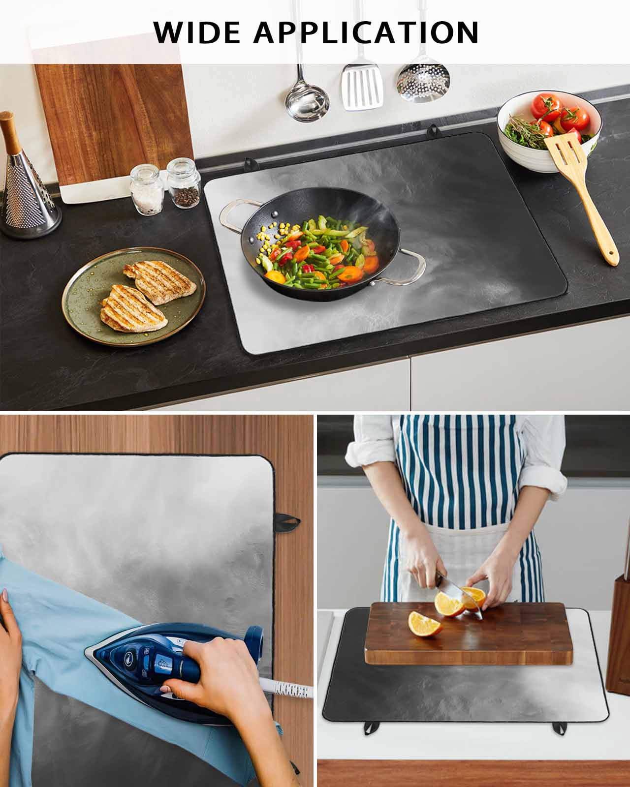 Large Induction Cooktop Protector Mat Black Grey Ombre Stove Top Covers for Electric Stove, Coastal Beach Modern Abstract Art Decorative Stove Burner Cover Mats, Glass Top Stove Cover