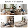 thumbnail image 4 of MAGMALIFE Sofá Plegable 2 en 1, Terciopelo Suave, Relleno de Memory Foam, Respaldo Antideslizante, Color Beige, 85x85x78 cm, Se Convierte en Cama, Ideal para Sala, Recámara u Oficina, 4 of 7