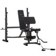thumbnail image 1 of Soozier Weight Bench Stand with Squat Rack, Adjustable Olympic Bench, Multifunctional Arm Curl Pad, Leg Extension, Barbell Stand, Strength Training, Workout Equipment for Home, Office, Gym, Grey, 1 of 9