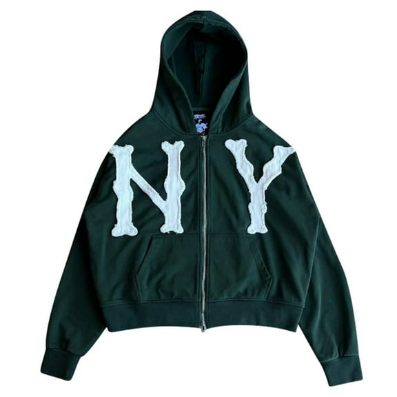 NY And LA Embroidered Hoodie Jacket For Men And Women Oversized Casual Sweatshirt Coat