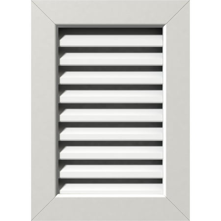 

14 W x 30 H Rectangle Gable Vent (19 W x 35 H Frame Size): Functional PVC Gable Vent w/ 1 x 4 Flat Trim Frame
