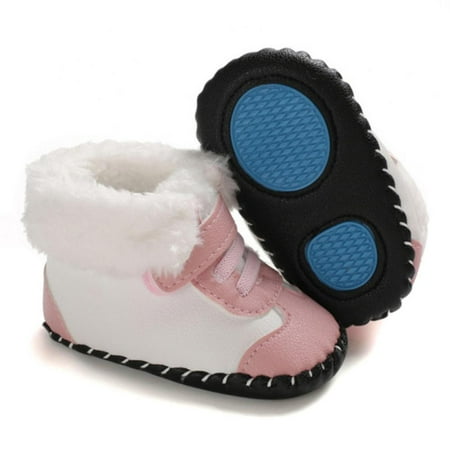 

Soft Baby Girls Boys Snow Boots Plush Lined Infant Booties PU Leather Toddler Newborn Prewalker Walking Shoes Baby Cold Weather Gear 0-18M