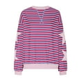 thumbnail image 4 of Htigea Women's Striped Oversized Sweatshirt Color Block Crew Neck Long Sleeve Shirt Casual Pullover Top Fall Y2K Clothes Purple 2XL, 4 of 9