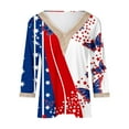 thumbnail image 6 of Feancey Womens Lace V Neck American Flag Shirts 4th of July 3/4 Sleeve Plus Size Tops Novelty Memorial Day Graphic Tees Loose Patriotic Blouses Red XL, 6 of 6