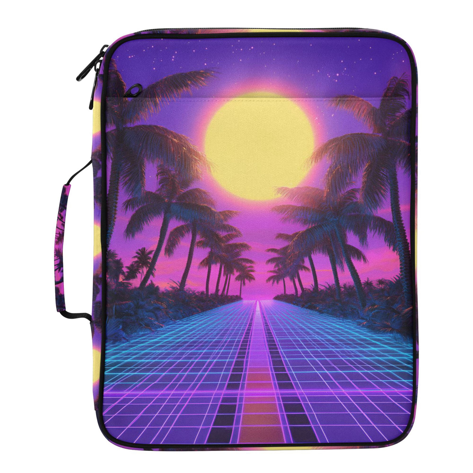FORMRS Accordion File Folder A4 Size 7-Pocket Expanding Document Organizer Bag with 3 Ring Binder, Purple Neon Road