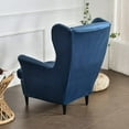 thumbnail image 5 of SHANNA Stretch Wingback Chair Covers, Velvet Wing Chair Slipcover Soft Furniture Covers For Living Room Bedroom Hotel (Navy Blue), 5 of 9