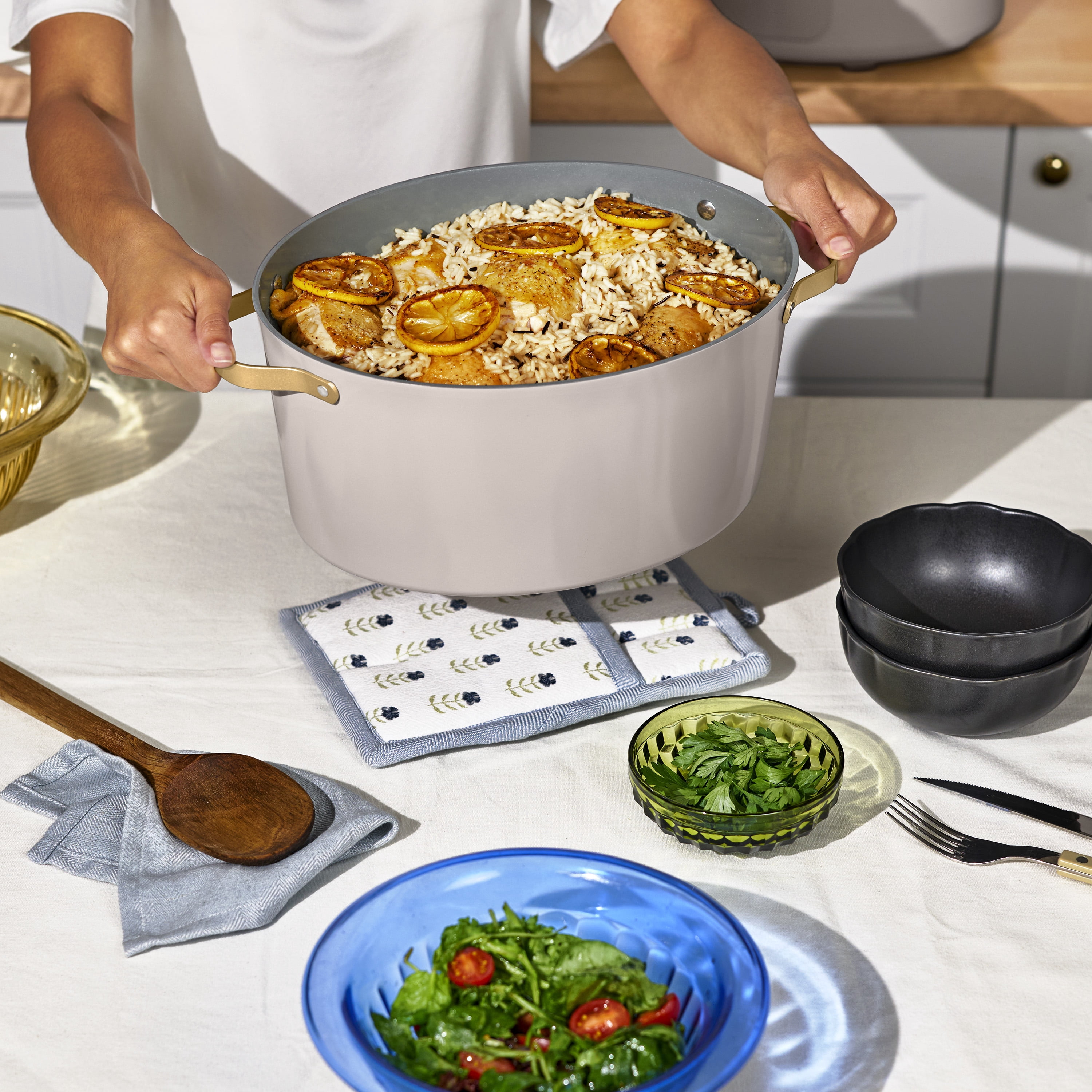 Beautiful 10-in-1, 8 Qt Multi-Cooker with Bamboo Steamer Insert and 7 Preset Functions, Porcini Taupe by Drew Barrymore