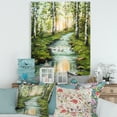 thumbnail image 2 of Designart ' River Through Green Birch Forest ' Lake House Canvas Wall Art Print, 2 of 4