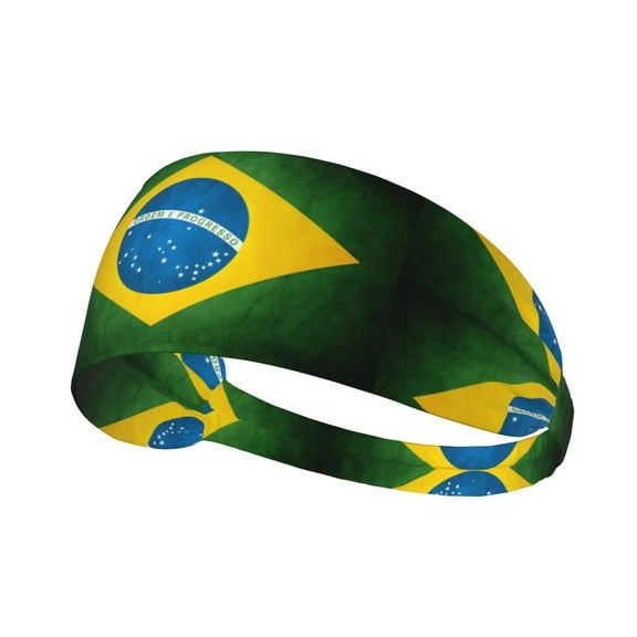 Brazilian Flag Sports Headbands Sweatbands Non Slip Sweat Bands Athletic Workout Fashion Wide Hair Bands For Men Women