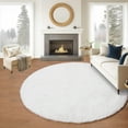 thumbnail image 2 of Goolela Circle Rug 5ft Round Rug White Fuzzy Faux Fur Rug Fluffy Shaggy Plush Bedside Rug for Bedroom Plush Rug Furry Area Rug for Living Room Nursery, 2 of 9