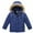 Navy, variant on Augper Fall Winter Boys Girls Solid Color Thick Warm Jacket Detachable Hat Hood Jacket