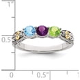 thumbnail image 4 of 14K/Silver Two-Tone Sterling Silver & 14K Three-Stone And Diamond Mother's Ring Semi-Mount (Size 7) Made In Thailand qmr23/3-7, 4 of 5