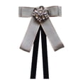 thumbnail image 4 of Broche de cinta de lazo Broche Decoración de corbata del cuello para mujeres Pon elegante Pin de la camisa Bownot Camiseta para blusa de uniforme Gris, 4 of 8