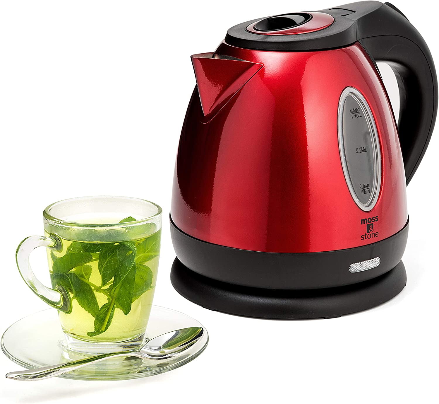 Moss & Stone Stainless Steel Cordless Pot Portable Electric Kettle (Red