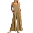 thumbnail image 1 of Gibobby pantalones siameses Overol largo para mujer, mono ajustable informal de verano para mujer(Caqui， XXXL), 1 of 4