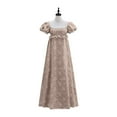 thumbnail image 6 of Women's Regency Dresses Puff Sleeve Square Neck Color Block Printed Flowy Smocked Maxi Dress, 6 of 7