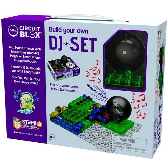 E-Blox: Circuit Blox: BYO DJ Set - Build Your Own, 15 DJ Sound Effects & 3 DJ Songs, Hi-Fi Speaker, DIY Bricks Electrical STEM Toy, Kids Ages 8 