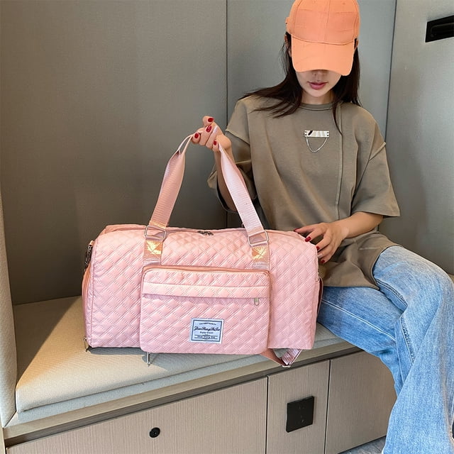 Bolso Mujer Bandolera Tela Oxford Acolchado Para Ropa De Yoga Gimnasio Rosa