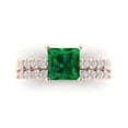 thumbnail image 2 of Clara Pucci 18K Rose Gold 2.63 Simulated Emerald Engraveable Engagement Ring + Wedding Band Set, 2 of 7