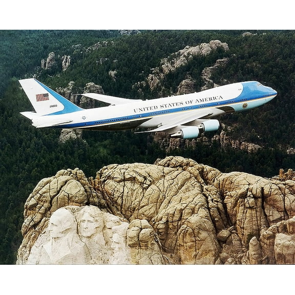 Air Force One Over Mount Rushmore - 12x18 Inch Laminated Aviation Poster - Stunning Detail and Bold Colors