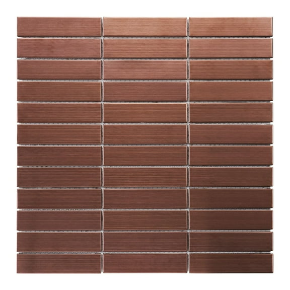 Modket TDH238RG Rose Gold Copper Metallic Metal Stacked Mosaic Tile Kitchen Wall Bath Backsplash